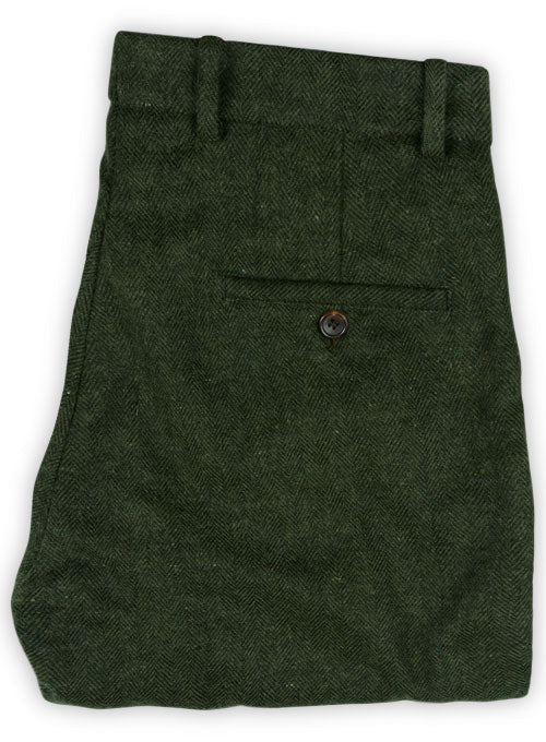 Vintage Herringbone Green Tweed Pants - StudioSuits