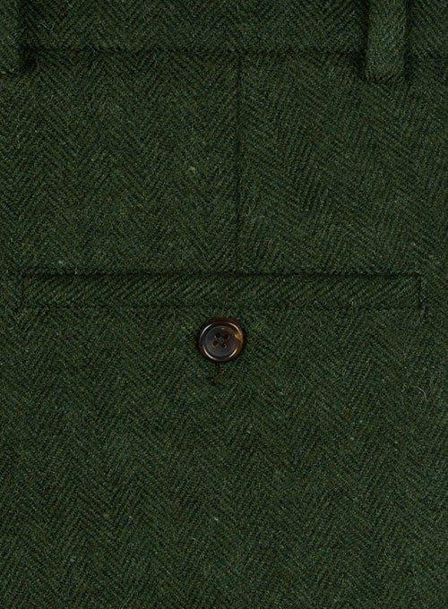 Vintage Herringbone Green Tweed Pants - StudioSuits
