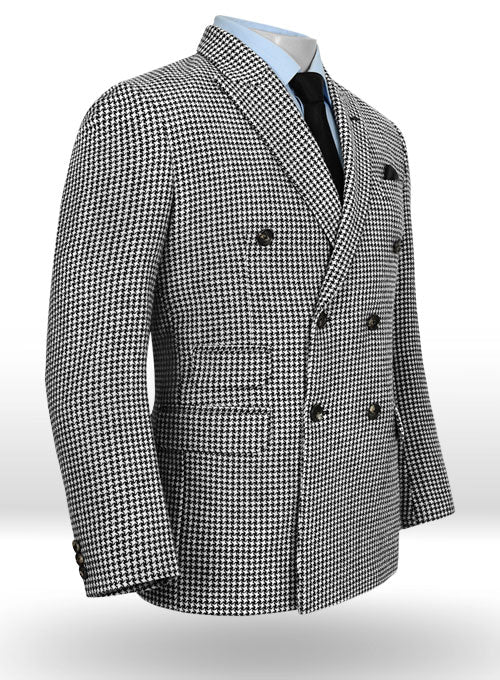 Vintage Houndstooth Tweed Double Breasted Jacket - StudioSuits