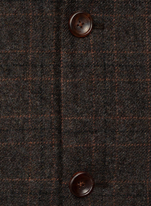 Vintage Jones Dark Brown Checks Tweed Jacket - StudioSuits