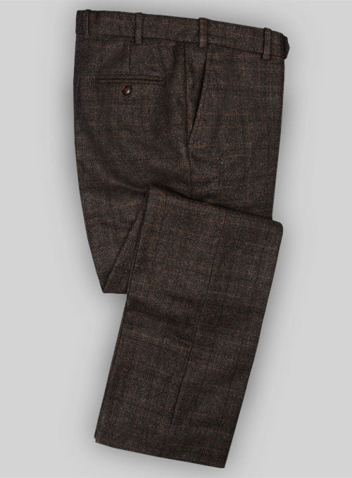 Vintage Jones Dark Brown Checks Tweed Pants - StudioSuits