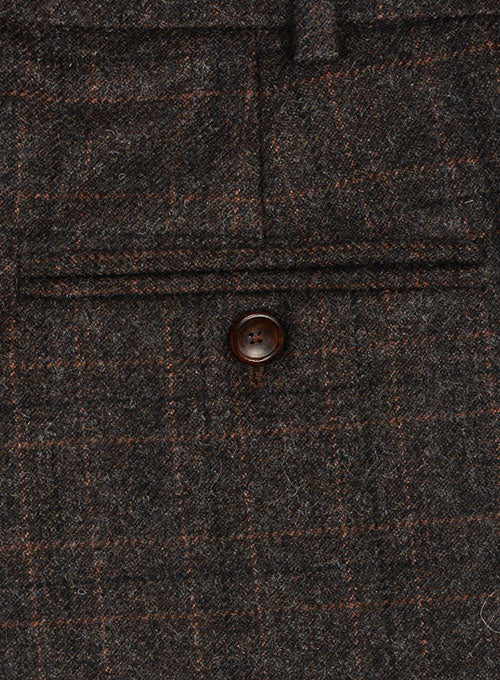 Vintage Jones Dark Brown Checks Tweed Pants - StudioSuits