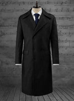 Vintage Plain Black Tweed GQ Trench Coat - StudioSuits