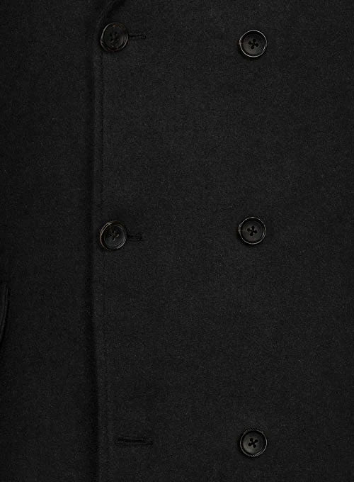 Vintage Plain Black Tweed GQ Trench Coat - StudioSuits