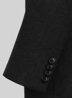 Vintage Plain Black Tweed GQ Trench Coat - StudioSuits