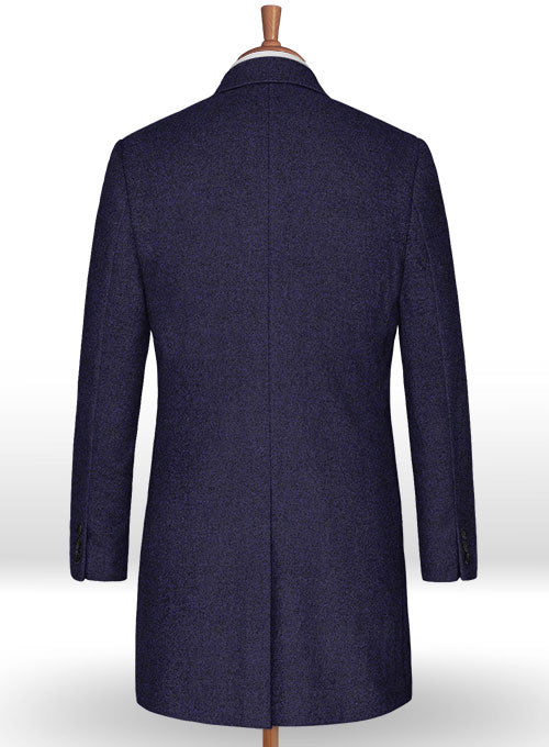 Vintage Rope Weave Purple Blue Tweed Overcoat - StudioSuits