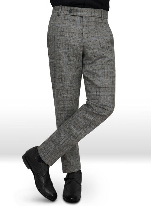 Vintage Sports Checks Gray Tweed Pants - StudioSuits