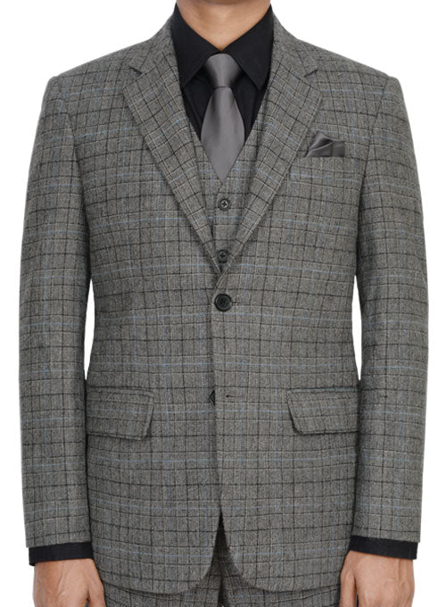 Vintage Sports Checks Gray Tweed Suit - StudioSuits