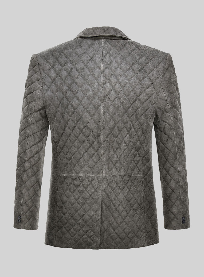 Vintage Dirty Gray Bocelli Quilted Leather Blazer - StudioSuits