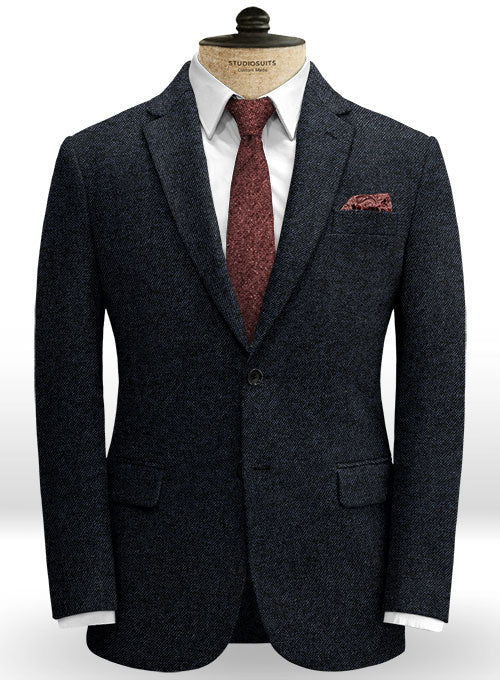 Vintage Dark Blue Weave Tweed Suit - StudioSuits