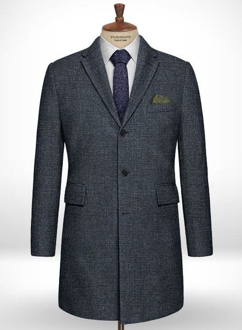Vintage Glasgow Blue Tweed Overcoat - StudioSuits