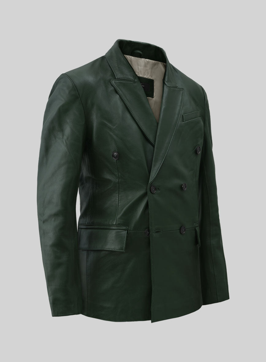 Vintage Green Leather Blazer - StudioSuits