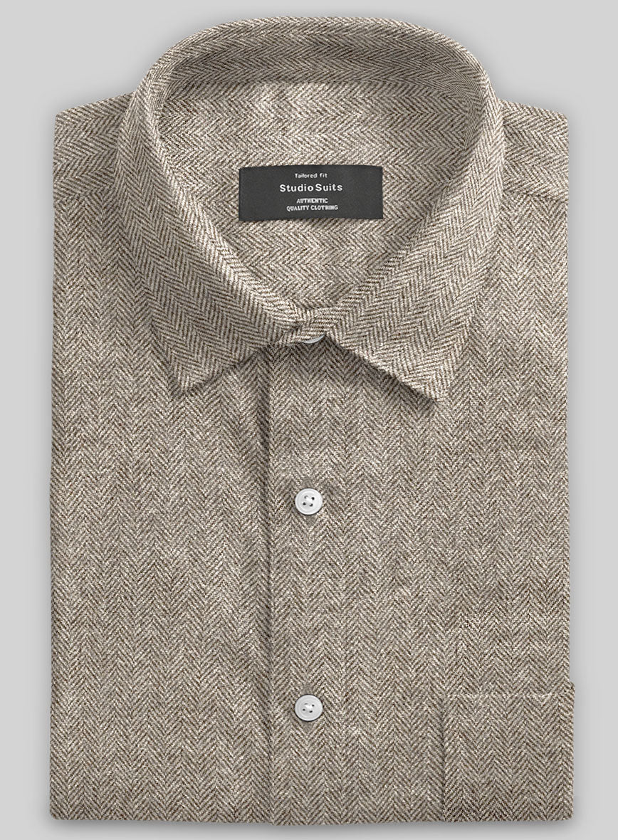 Vintage Herringbone Brown Tweed Shirt - StudioSuits