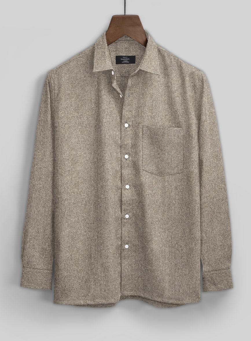 Vintage Herringbone Brown Tweed Shirt - StudioSuits
