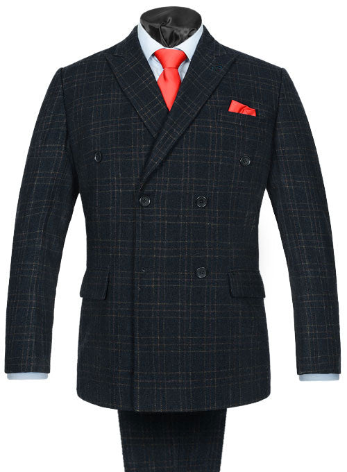 Vintage Jones Navy Checks Tweed Suit- Ready Size - StudioSuits