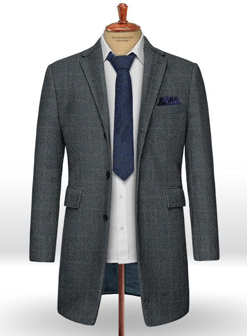 Vintage Milan Blue Tweed Overcoat - StudioSuits