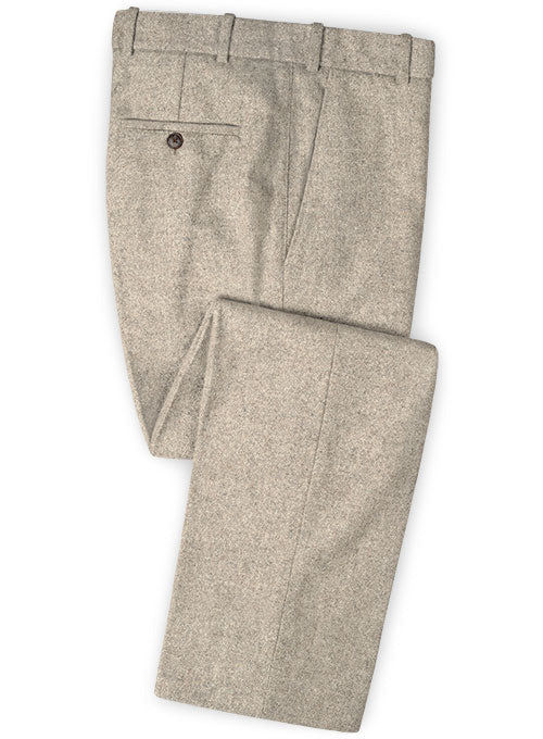 Vintage Plain Light Brown Tweed Pants - StudioSuits