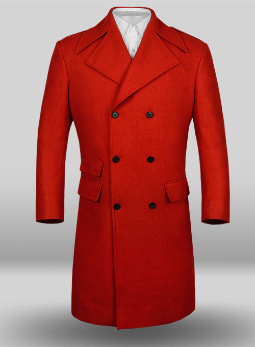 Vintage Plain Red Tweed GQ Trench Coat - StudioSuits
