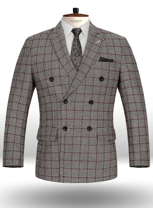 Vintage Checks Houndstooth Tweed Double Breasted Jacket - StudioSuits
