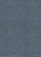 Vintage Herringbone Blue Tweed Suit - Leather Trims - StudioSuits