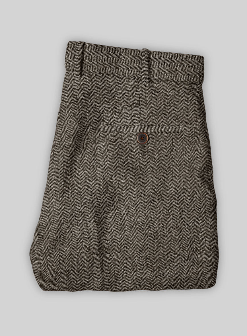 Vintage Dark Brown Herringbone Tweed Pants - StudioSuits