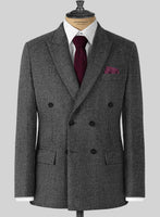 Vintage Dark Gray Weave Tweed Jacket - StudioSuits