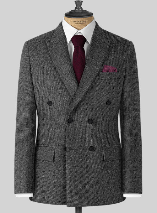 Vintage Dark Gray Weave Tweed Suit - StudioSuits