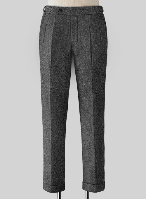 Vintage Dark Gray Weave Highland Tweed Trousers - StudioSuits
