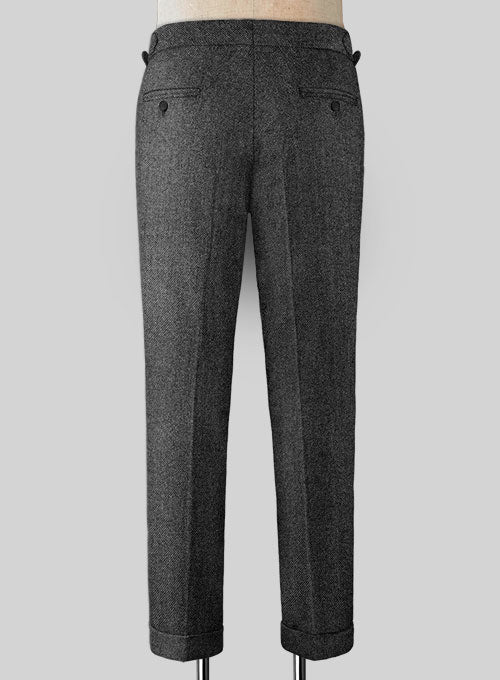Vintage Dark Gray Weave Highland Tweed Trousers - StudioSuits