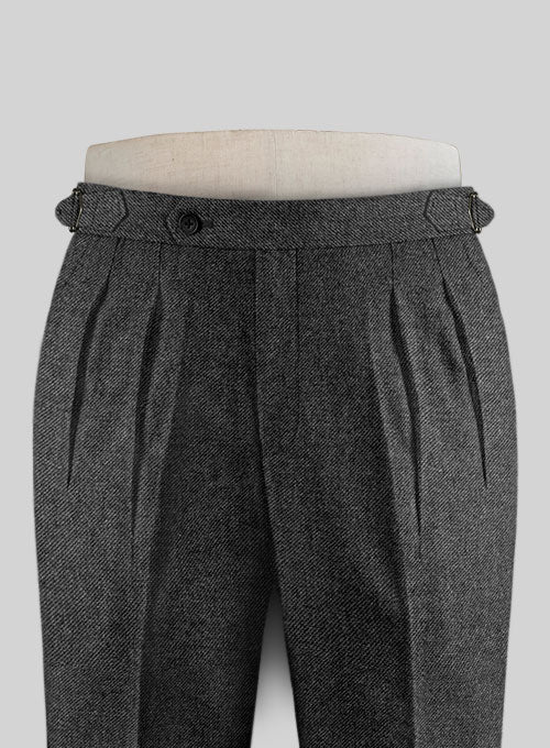 Vintage Dark Gray Weave Highland Tweed Trousers - StudioSuits
