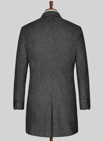 Vintage Dark Gray Weave Tweed Overcoat - StudioSuits