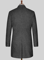 Vintage Dark Gray Weave Tweed Overcoat - StudioSuits
