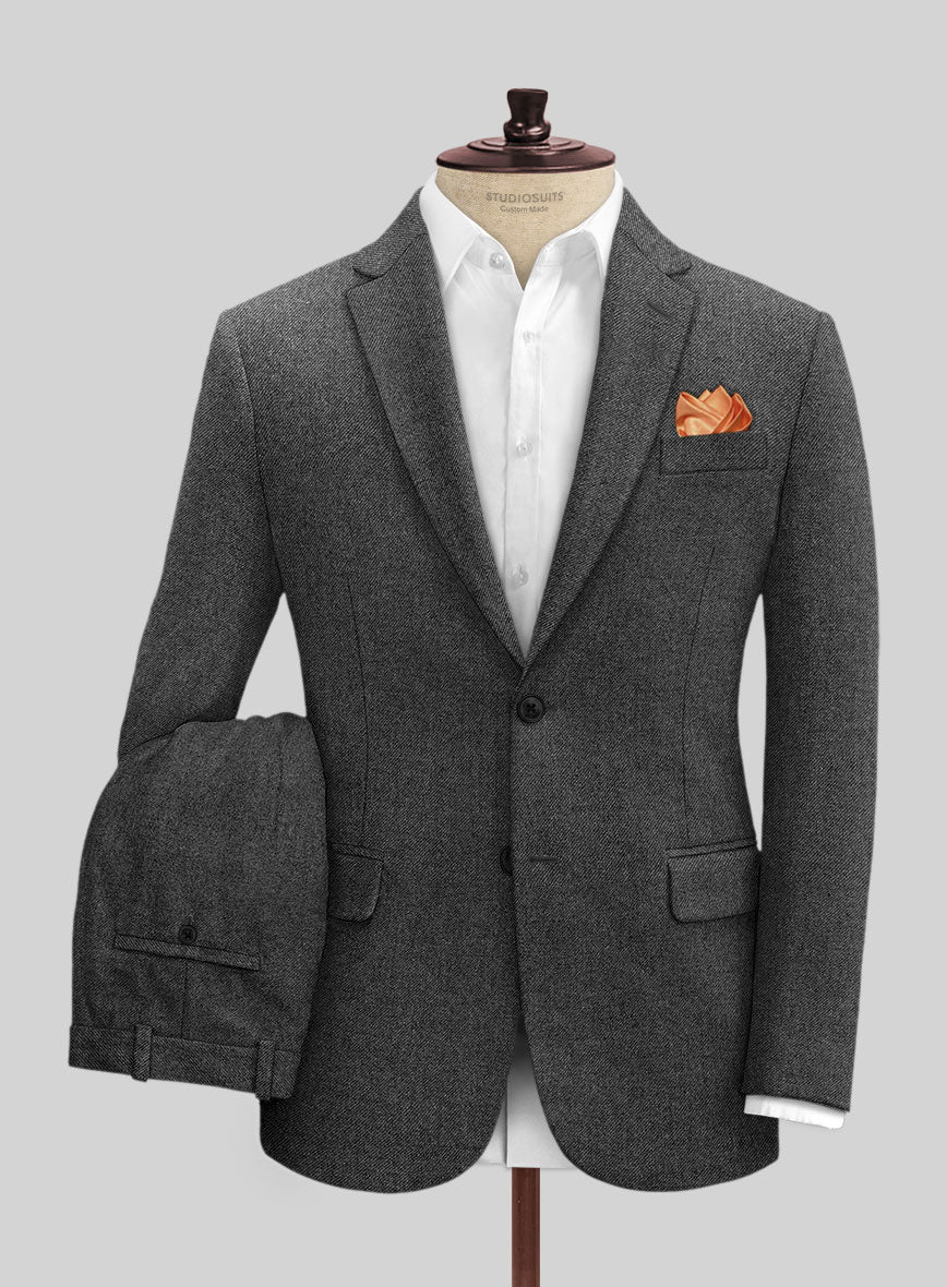 Vintage Dark Gray Weave Tweed Suit - StudioSuits