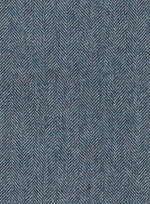 Vintage Herringbone Blue Tweed Jacket - StudioSuits