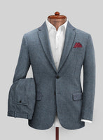 Vintage Herringbone Blue Tweed Suit - StudioSuits