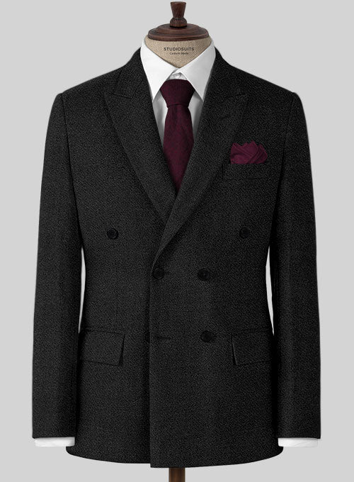 Vintage Plain Black Tweed Suit - StudioSuits