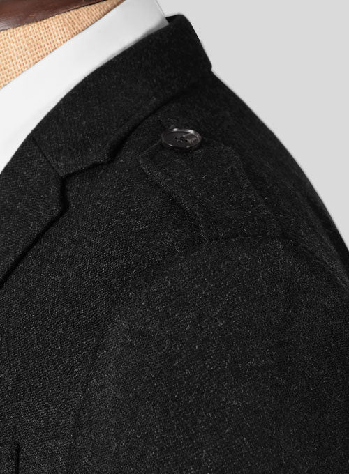 Vintage Plain Black Tweed Kilt Jacket - StudioSuits
