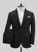 Vintage Plain Black Tweed Suit - StudioSuits