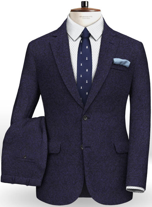 Vintage Rope Weave Purple Blue Tweed Suit - StudioSuits