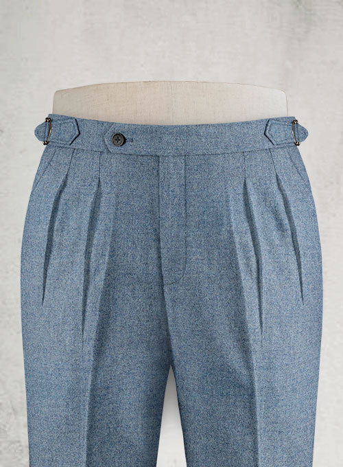 Vintage Rope Weave Spring Blue Highland Tweed Trousers - StudioSuits