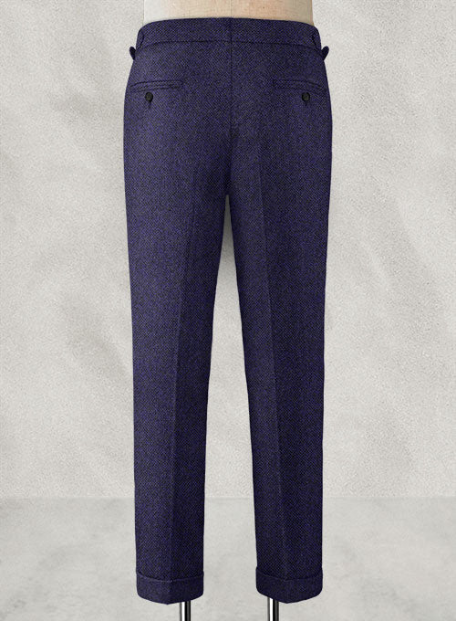 Vintage Rope Weave Purple Blue Highland Tweed Trousers - StudioSuits