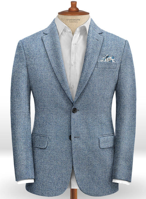 Vintage Rope Weave Spring Blue Tweed Jacket - StudioSuits