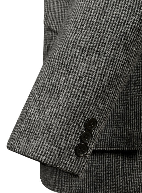 Vintage Gray Macro Weave Tweed Scottish Style Jacket - StudioSuits