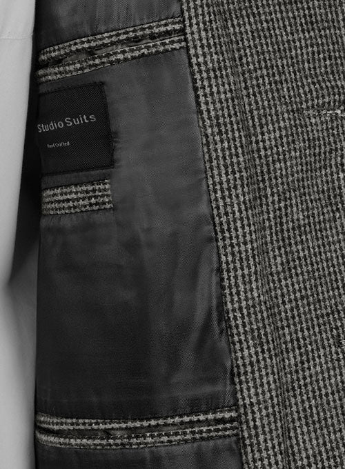 Vintage Gray Macro Weave Tweed Scottish Style Jacket - StudioSuits