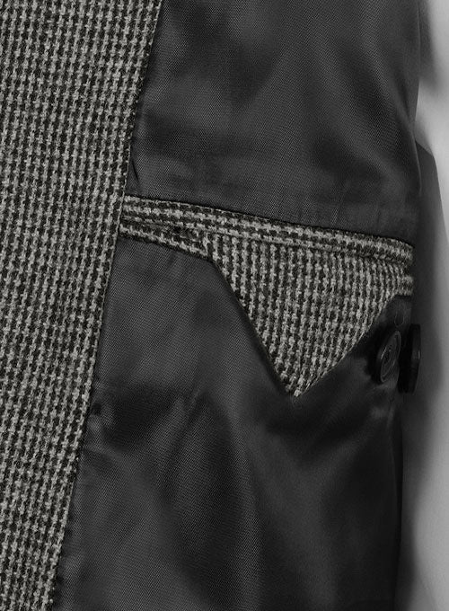 Vintage Gray Macro Weave Tweed Scottish Style Jacket - StudioSuits