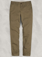 Washed Dark Beige Feather Cotton Canvas Stretch Chino Pants - StudioSuits