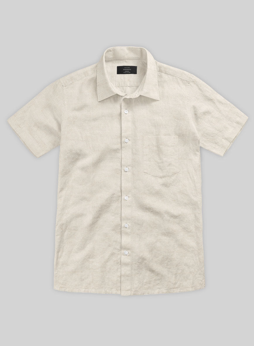 Washed Beige Cotton Linen Shirt