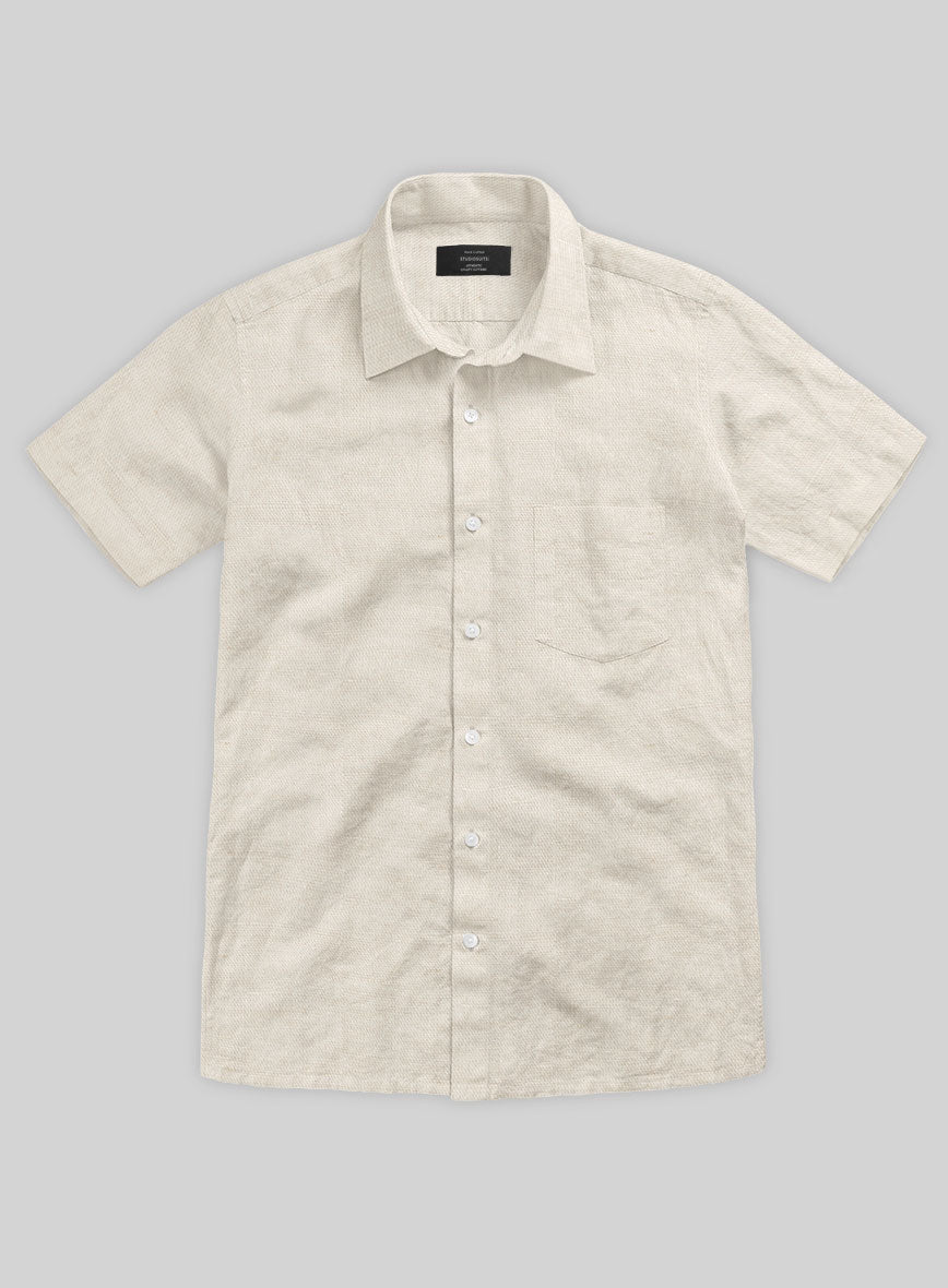 Washed Beige Cotton Linen Shirt - StudioSuits