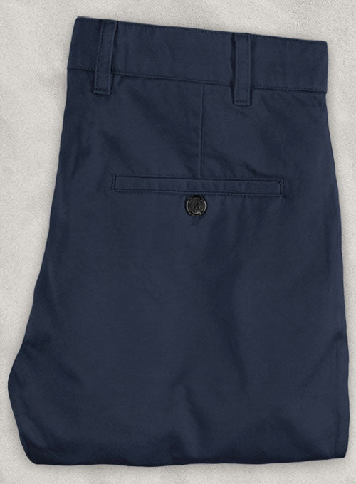 Washed Stretch Summer Weight Dark Blue Chino Pants - StudioSuits