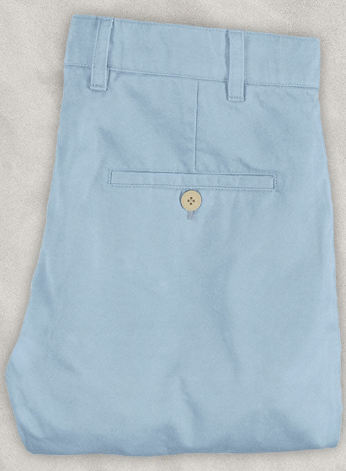 Washed Stretch Summer Weight Steel Blue Chino Pants - StudioSuits